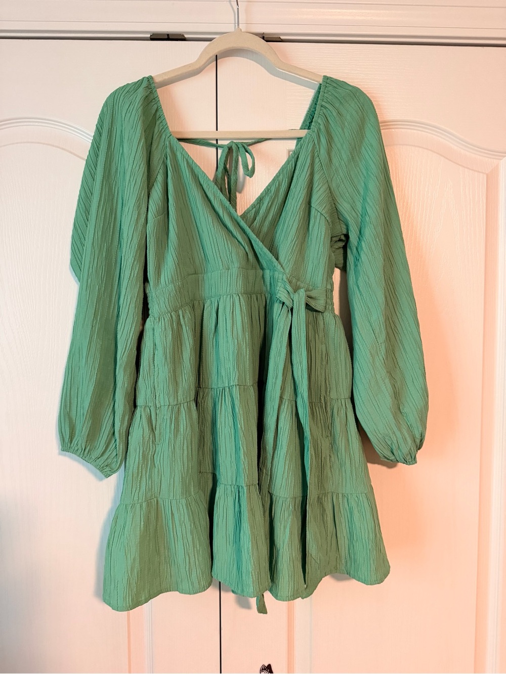 American Eagle Outfitters Green Tiered Wrap Dress